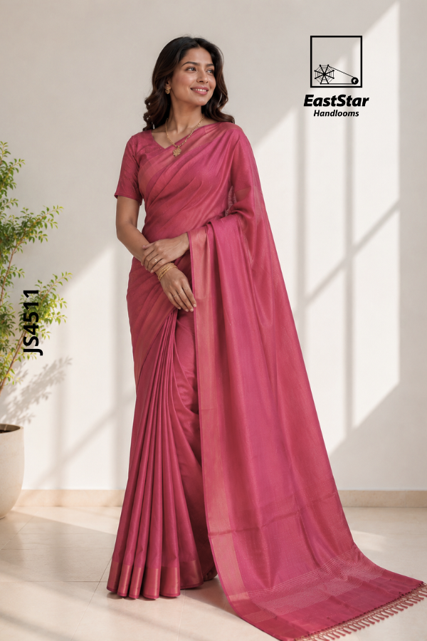 Rose Pink Handloom Silk Saree JS4511 Rose Pink Handloom Silk Saree JS4511