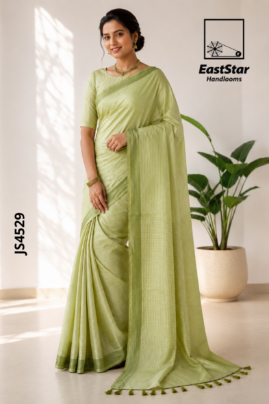 Light Sage Green Handloom Silk Saree JS4529