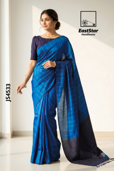 Blue Handloom Silk Saree JS4533
