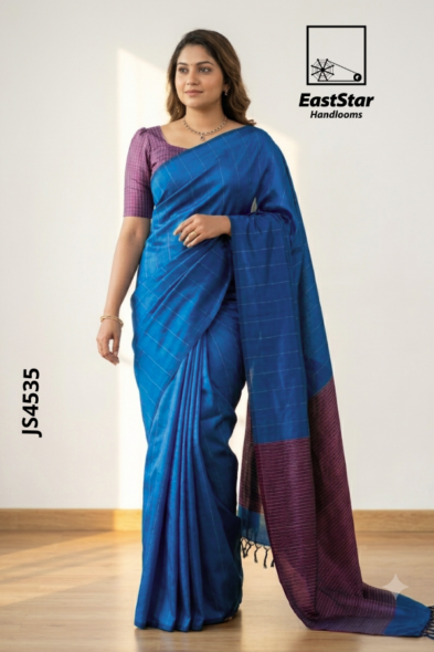 Blue Handloom Silk Saree JS4535
