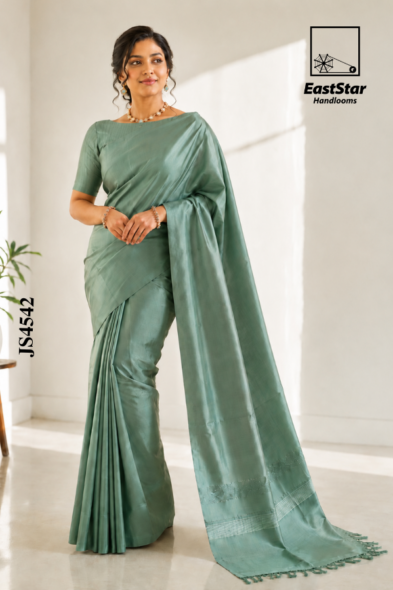 Sage Green Handloom Silk Saree JS4542