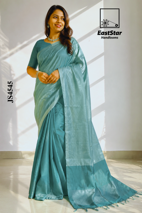 Aqua Green Handloom Silk Saree JS4545 Aqua Green Handloom Silk Saree JS4545