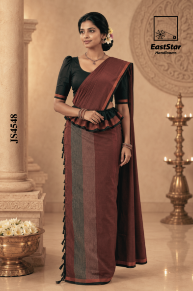 Mustard Brown Handloom Silk Saree JS4548