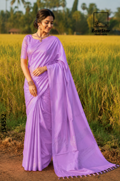 Lavender Pink Handloom Silk Saree JS4552