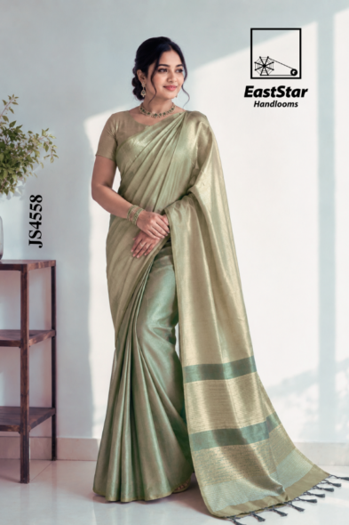 Soft Sage Green Handloom Silk Saree JS4558