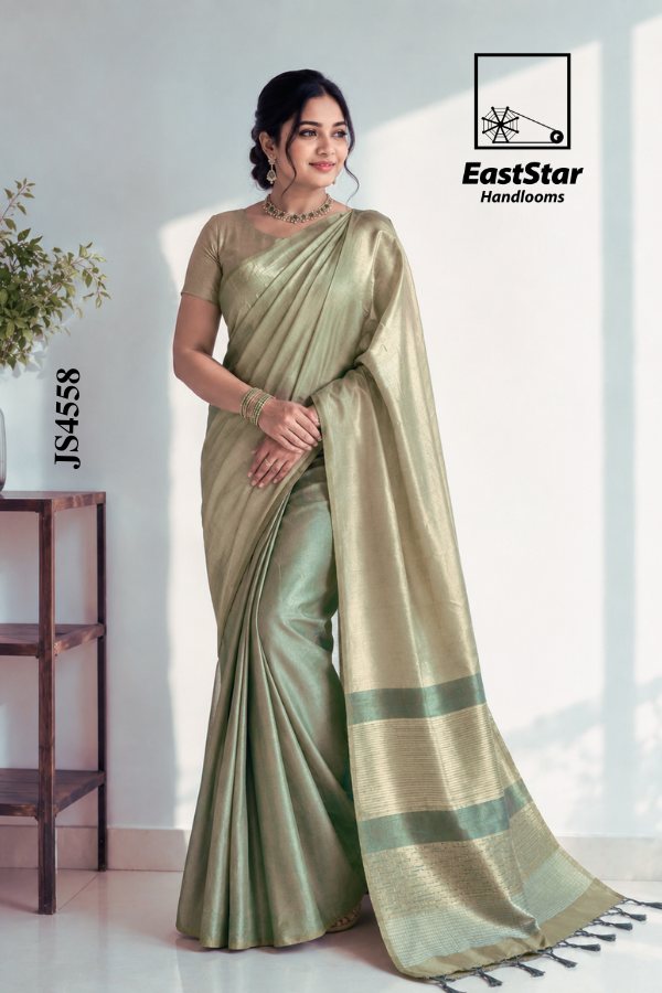 Soft Sage Green Handloom Silk Saree JS4558