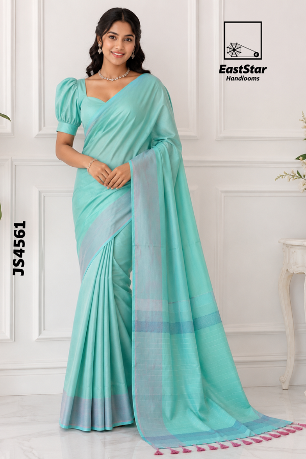 Aqua Green Handloom Silk Saree JS4561
