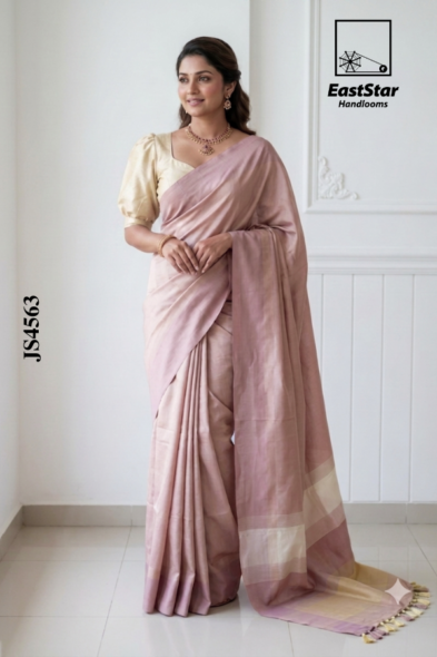 Blush Pink  Handloom Silk Saree JS4563
