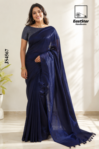 Navy Blue  Handloom Silk Saree JS4567