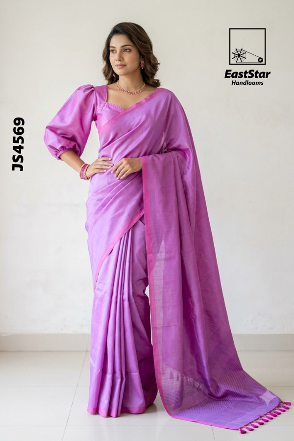 Purple Pink Handloom Silk Saree JS4569