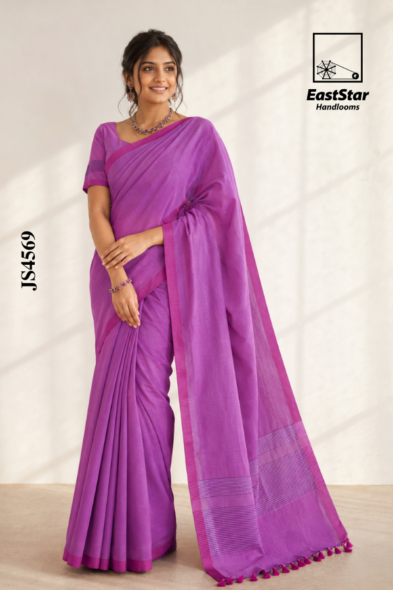 Purple Pink Handloom Silk Saree JS4569