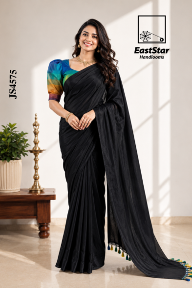 Black Handloom Silk Saree JS4575