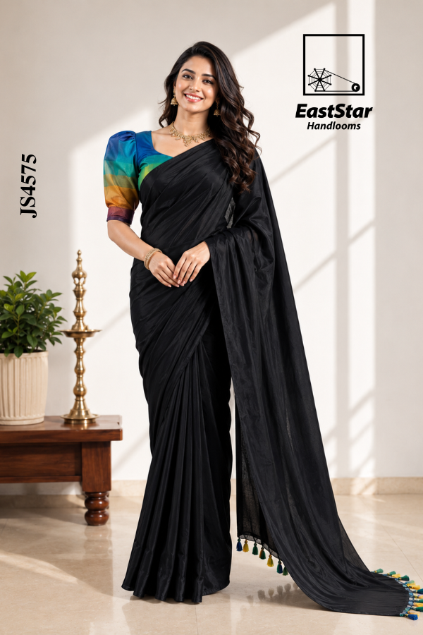 Black Handloom Silk Saree JS4575