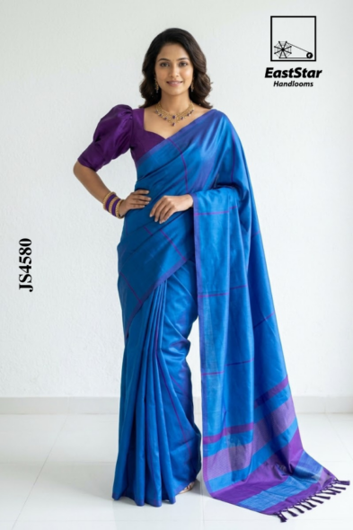Royal Blue  Handloom Silk Saree JS4580