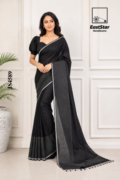 Black  Handloom Silk Saree JS4589