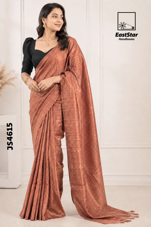 Copper Rust Handloom Silk Saree JS4615