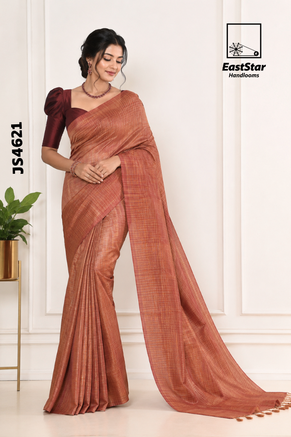Copper Rust Handloom Silk Saree JS4621
