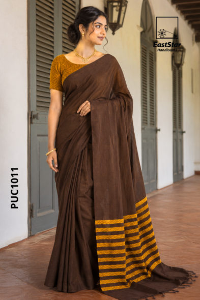 Brown Handloom Puni Cotton Saree PUC1011