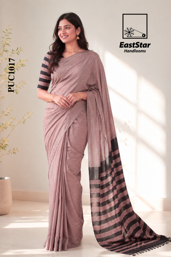 Dusty Mauve  Handloom Cotton Saree PUC1017