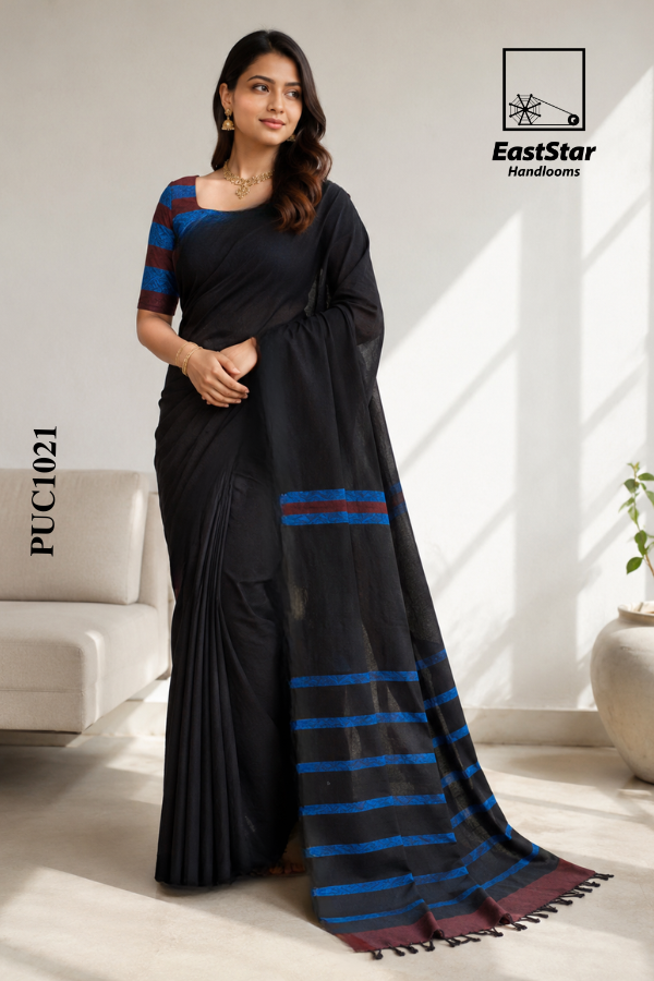 Black Handloom Cotton Saree PUC1021 Black Handloom Cotton Saree PUC1021