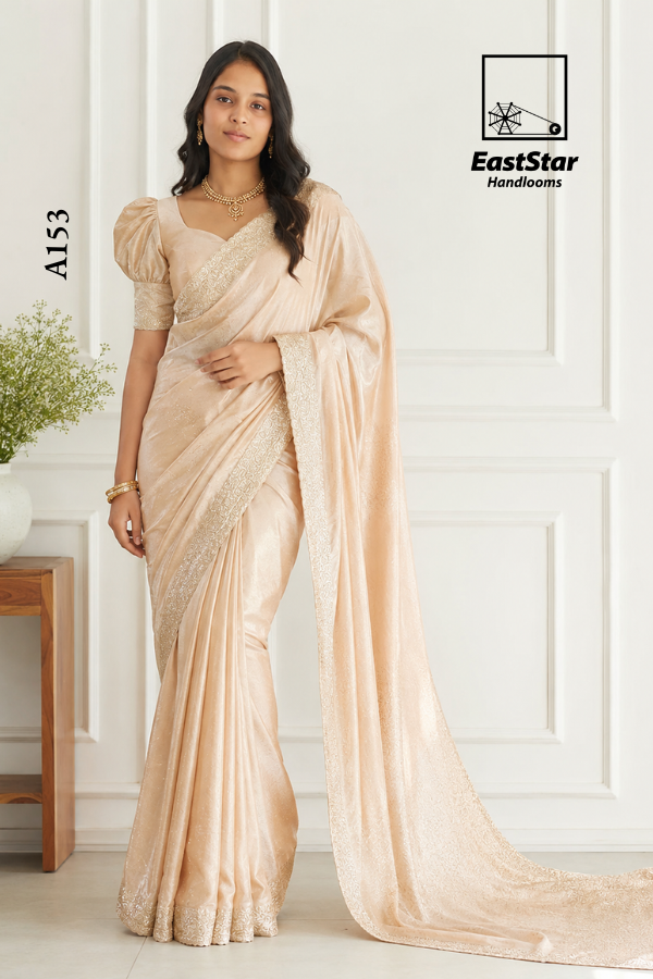 Cream Indian Wedding Saree A153
