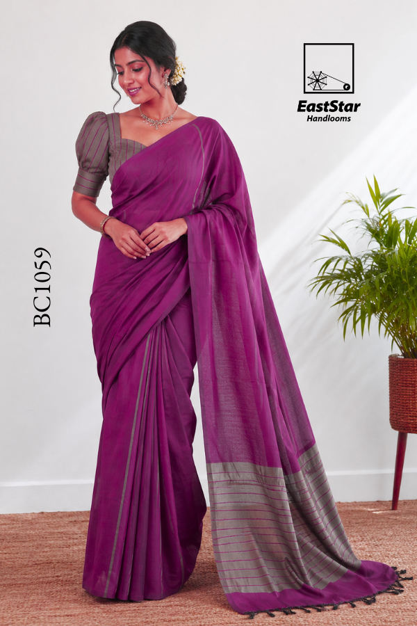 Magenta Handloom Cotton Saree BC1059 Magenta Handloom Cotton Saree BC1059