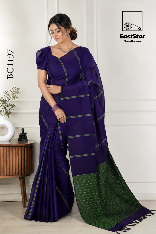 Purple Handloom Cotton Saree BC1197 Purple Handloom Cotton Saree BC1197