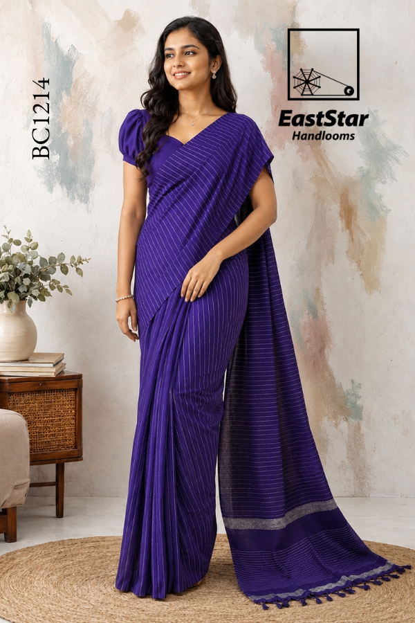 Purple Handloom Cotton Saree BC1214 Purple Handloom Cotton Saree BC1214