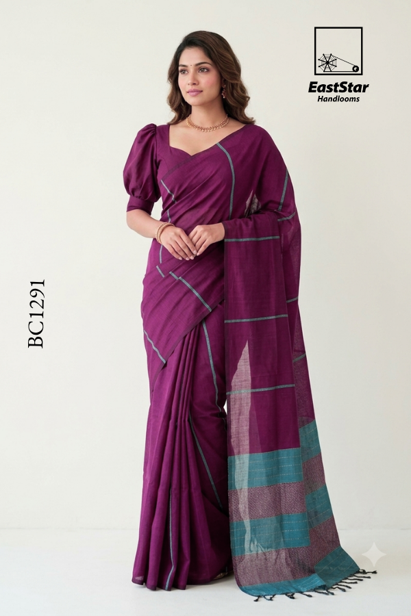 Deep Plum Handloom Cotton Saree BC1291