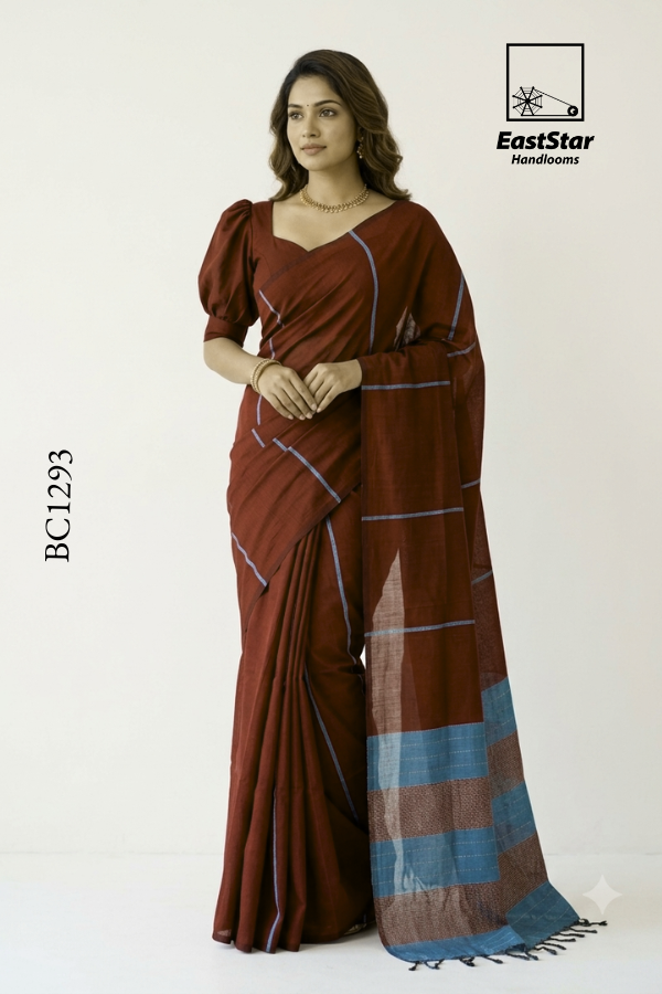 Dusty Maroon Handloom Cotton Saree BC1293 Dusty Maroon Handloom Cotton Saree BC1293