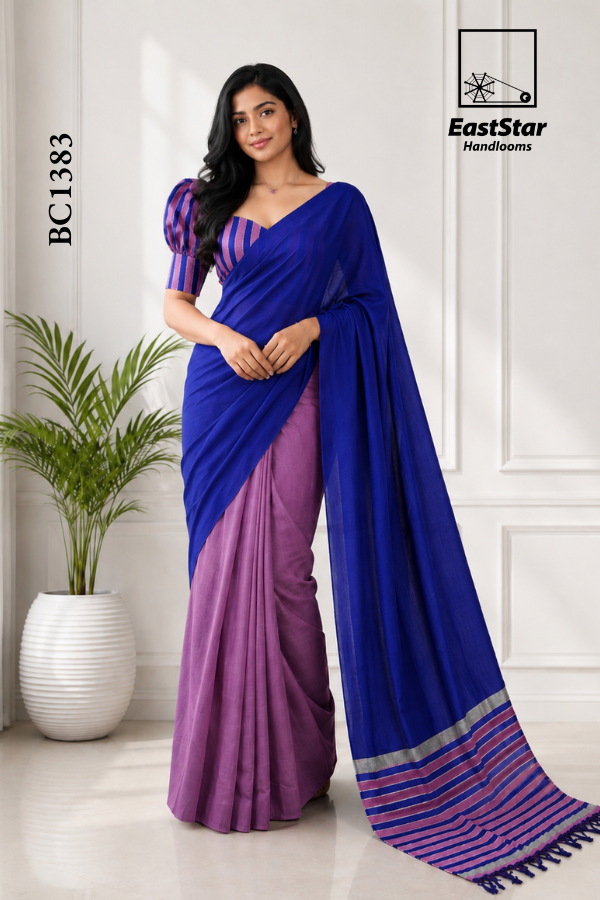Blue Handloom Cotton Saree BC1383