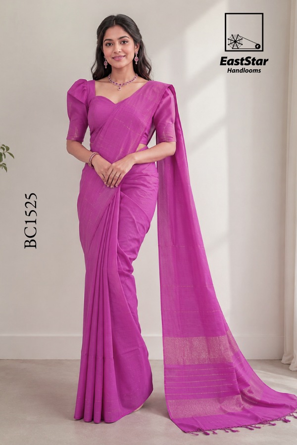 Pink Handloom Cotton Saree BC1525 Pink Handloom Cotton Saree BC1525