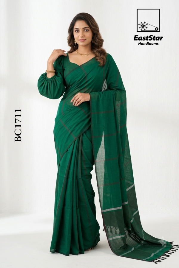 Green Handloom Cotton Saree BC1711 Green Handloom Cotton Saree BC1711