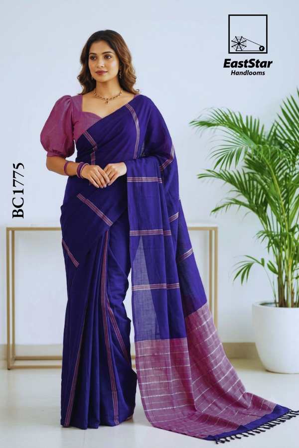 Purple Handloom Cotton Saree BC1775