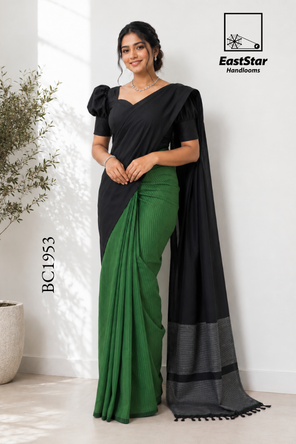 Black Handloom Cotton Saree BC1953 Black Handloom Cotton Saree BC1953
