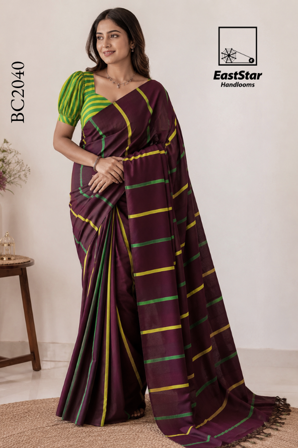 Deep Maroon Handloom Cotton Saree BC2040 Deep Maroon Handloom Cotton Saree BC2040