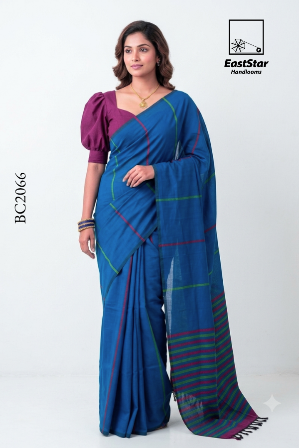 Blue Handloom Cotton Saree BC2066 Blue Handloom Cotton Saree BC2066