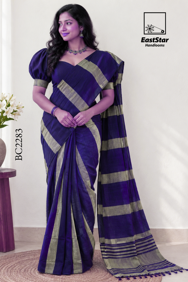Purple Handloom Cotton Saree BC2283 Purple Handloom Cotton Saree BC2283