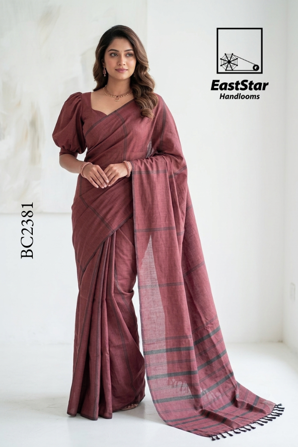 Dusty Rose Handloom Cotton Saree BC2381 Dusty Rose Handloom Cotton Saree BC2381
