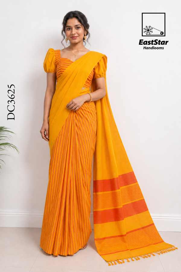 Yellow Handloom Cotton Saree DC3625 Yellow Handloom Cotton Saree DC3625