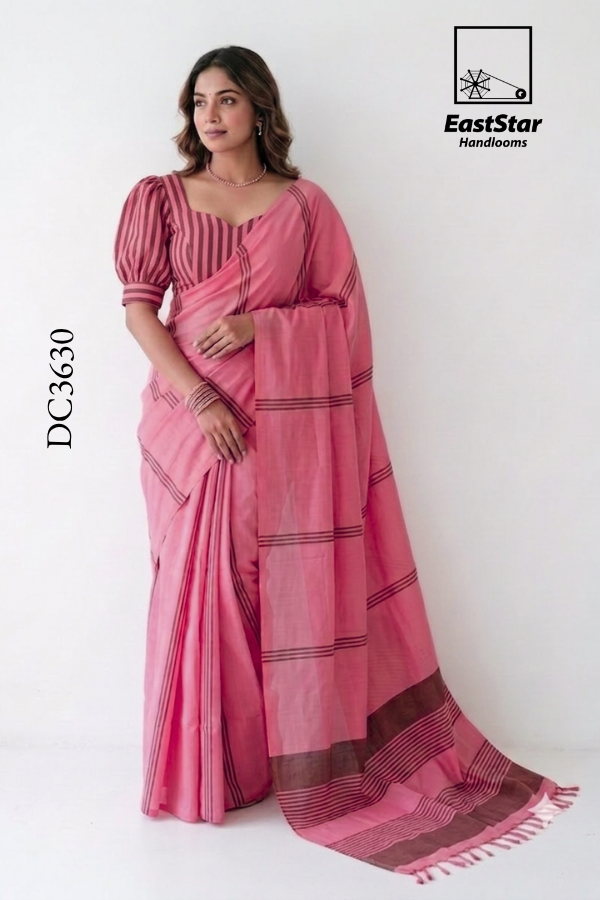 Candy Pink Handloom Cotton Saree DC3630 Candy Pink Handloom Cotton Saree DC3630