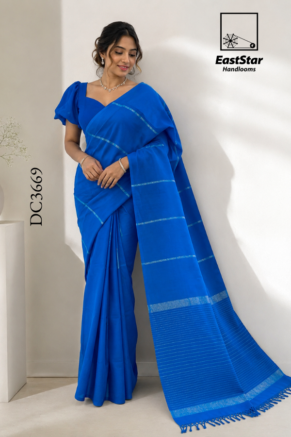 Royal Blue Handloom Cotton Saree DC3669 Royal Blue Handloom Cotton Saree DC3669