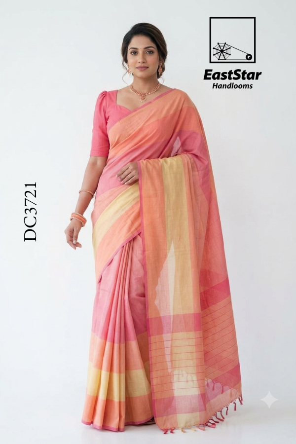 Pastel Pink Handloom Cotton Saree DC3721 Pastel Pink Handloom Cotton Saree DC3721