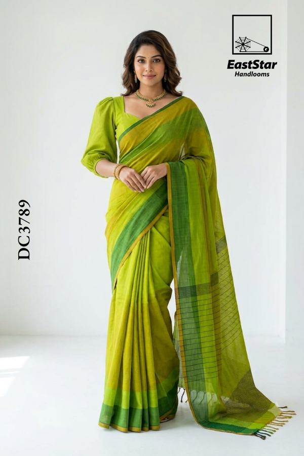 Lime Green Handloom Cotton Saree DC3789 Lime Green Handloom Cotton Saree DC3789