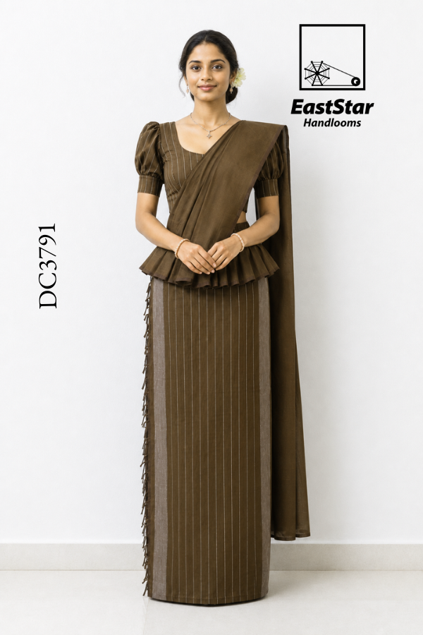 Green -Brown Tone Handloom Cotton Saree DC3791 Green -Brown Tone Handloom Cotton Saree DC3791