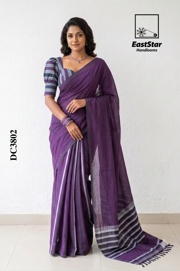 Violet  Handloom Cotton Saree DC3802