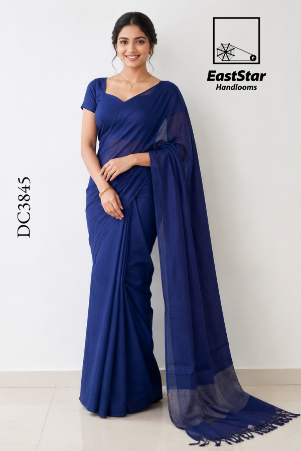 Royal Blue Handloom Cotton Saree DC3845 Royal Blue Handloom Cotton Saree DC3845
