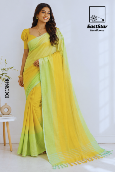 Yellow Handloom Cotton Saree DC3848