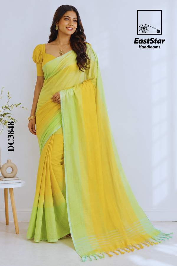 Yellow Handloom Cotton Saree DC3848