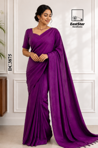 Magenta-Purple  Handloom Cotton Saree DC3875